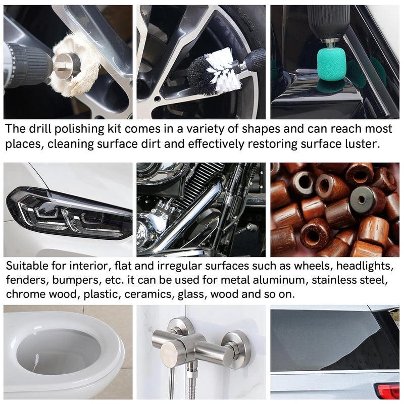 Unicaravan Aluminum Wheel Polishing Kit for Drill Buffing Wheel for Car Motorcycle Wheel Rim Manifold Polishing for Stainless Steel Chrome Wood Plastic Ceramic Glass Woods Machine Jewelry etc 31PCS - Image 5
